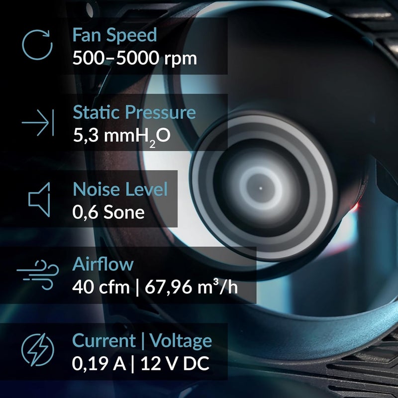 Arctic P8 Max - PC Fan, High-Performance 80mm Case Fan, Server Fan, PWM-Controlled 500–5000 RPM, Optimised for Static Pressure, 0dB Mode - Black - Image 2
